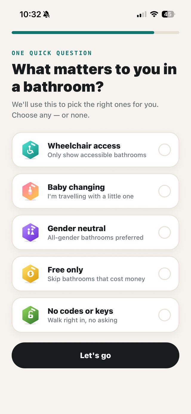 Choosing bathroom preferences